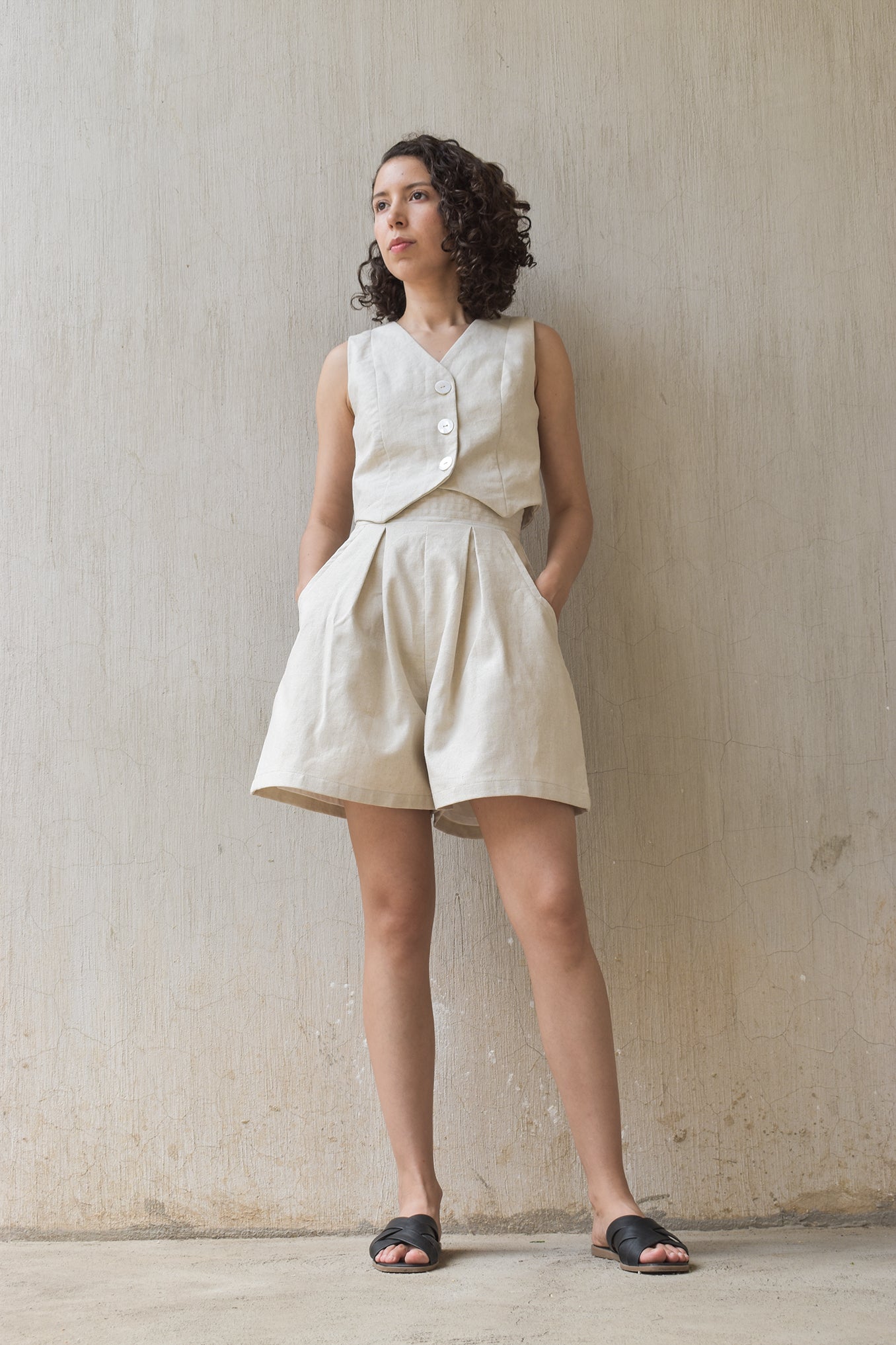 Bermuda Bēlal de lino y algodón marca MY ME