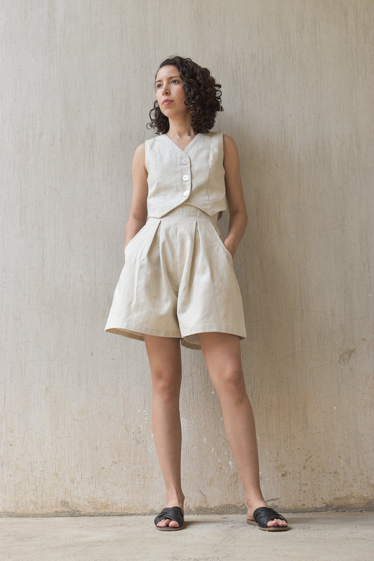 Bermuda Bēlal de lino y algodón marca MY ME