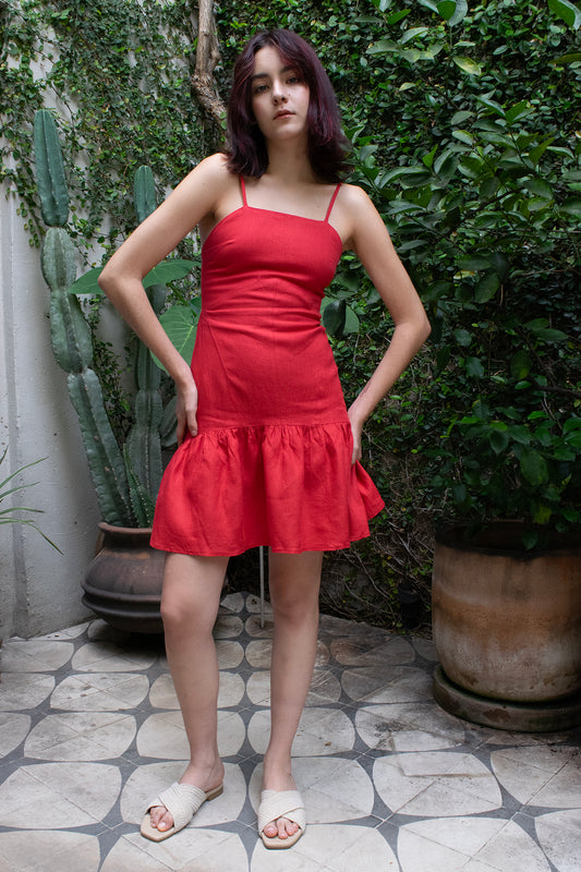 Vestido de Lino Corto Flor Jamaica