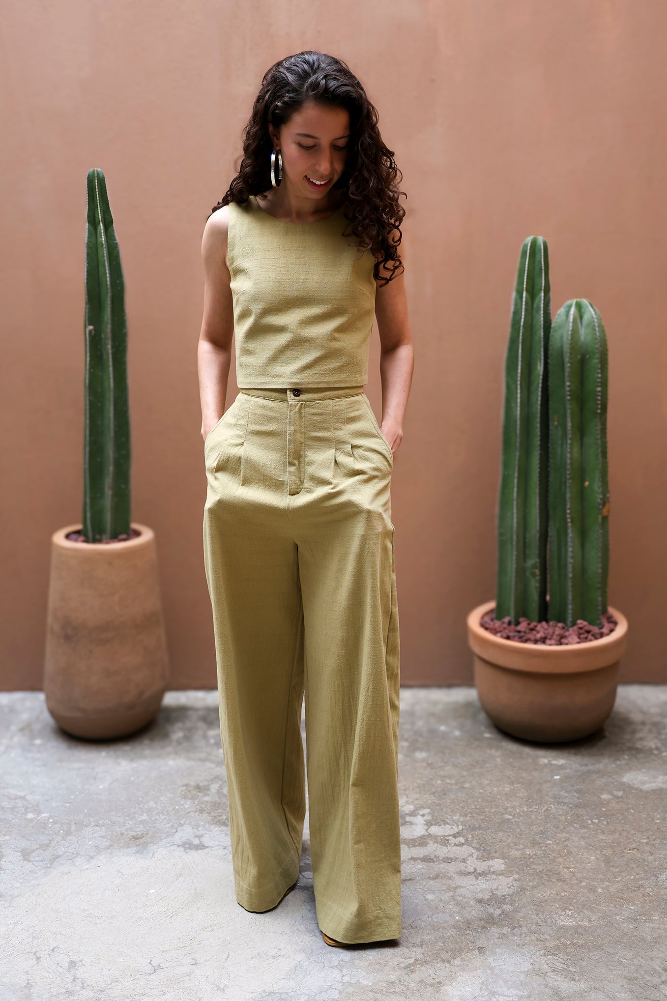 Pantalón de Manta Lirio con Botones