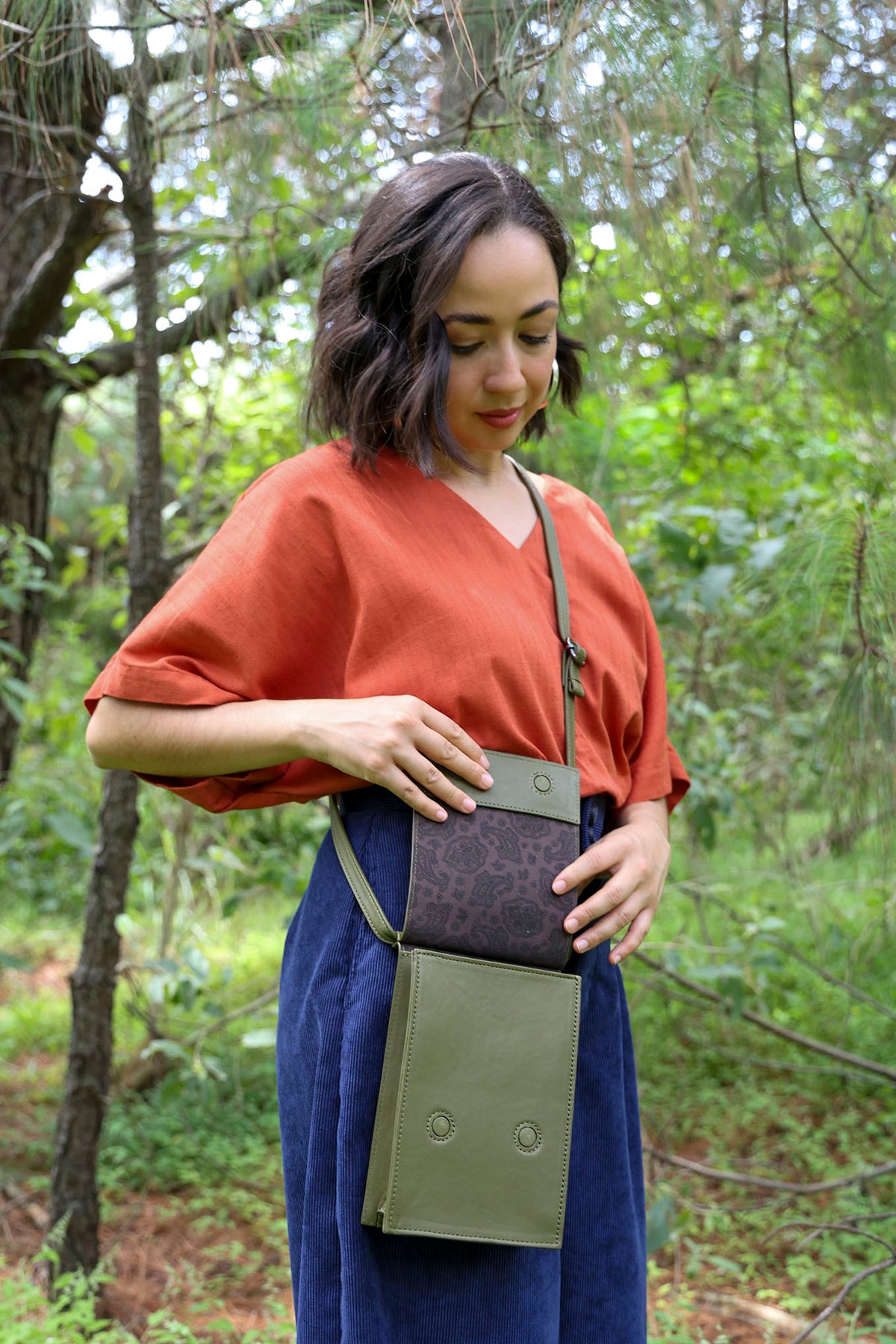 Bolsa Flor de Agave 100% Piel Color Verde