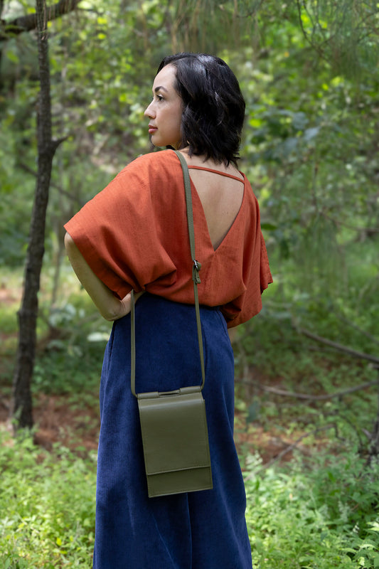 Bolsa Flor de Agave 100% Piel Color Verde